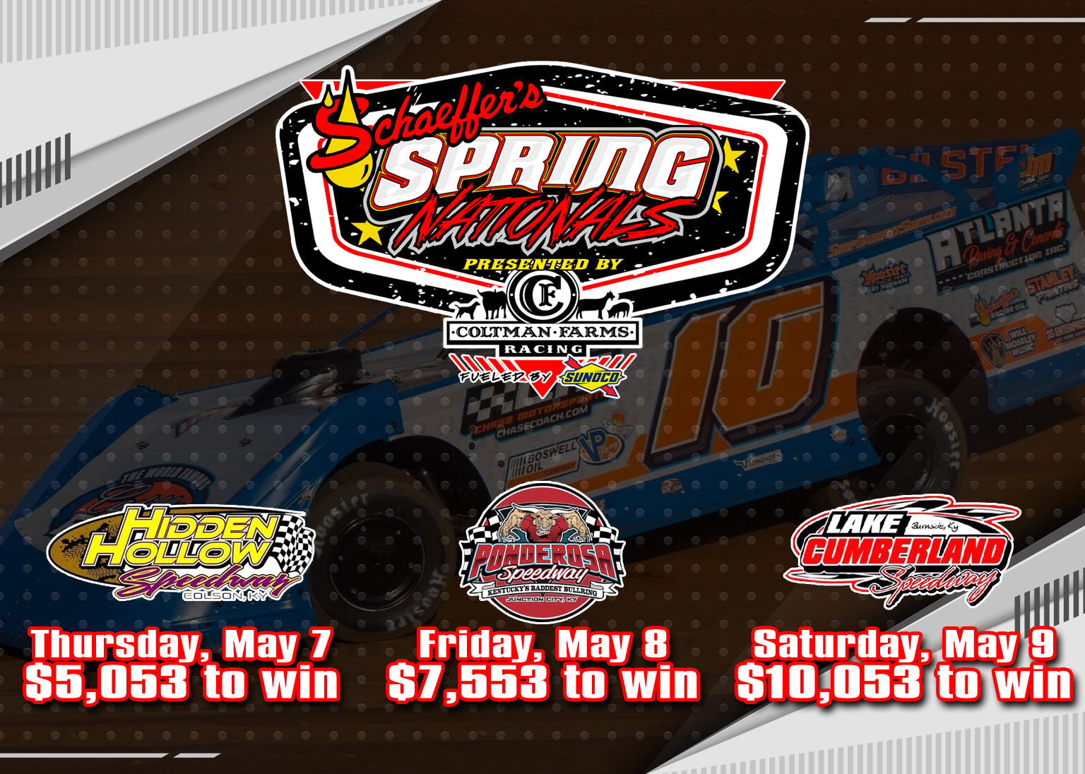 Kentucky Tripleheader Next for Schaeffer’s Oil Spring Nationals Series from May 7-9