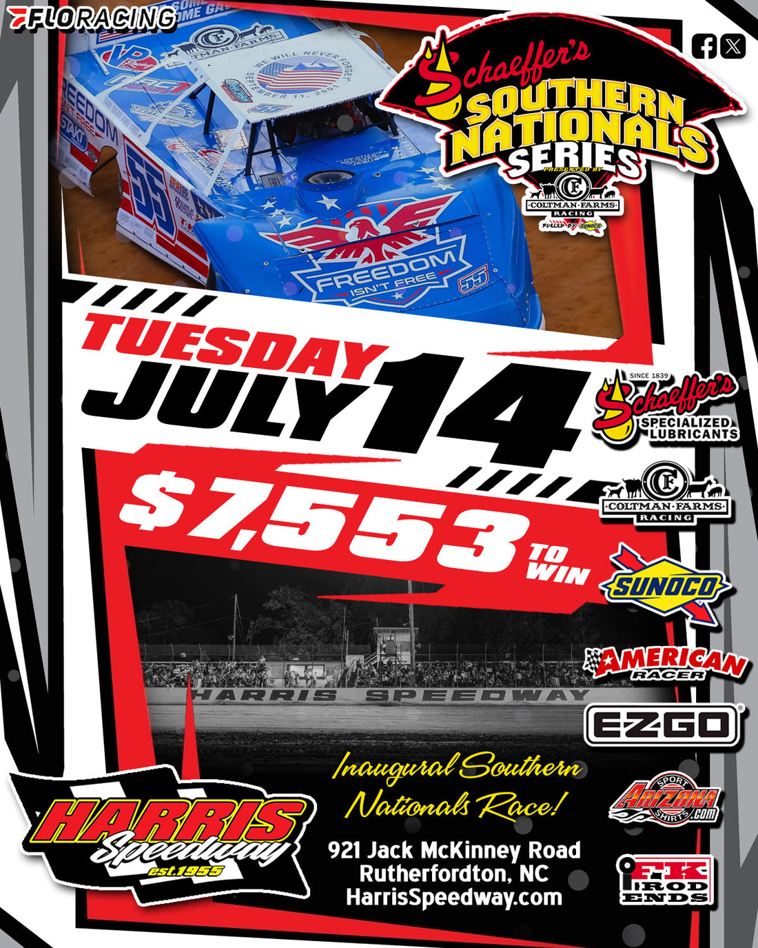 Harris Speedway Hosts Inaugural Southern Nationals Stop on Tuesday, July 14