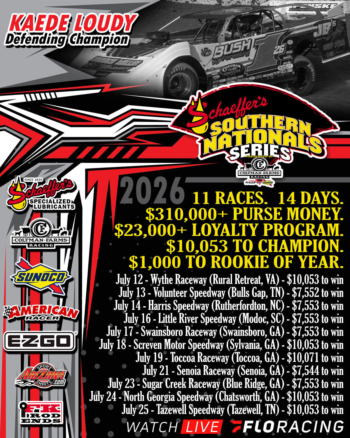 Schaeffer’s Oil Southern Nationals Series Announces Loyalty Program and Unveils 2026 Schedule