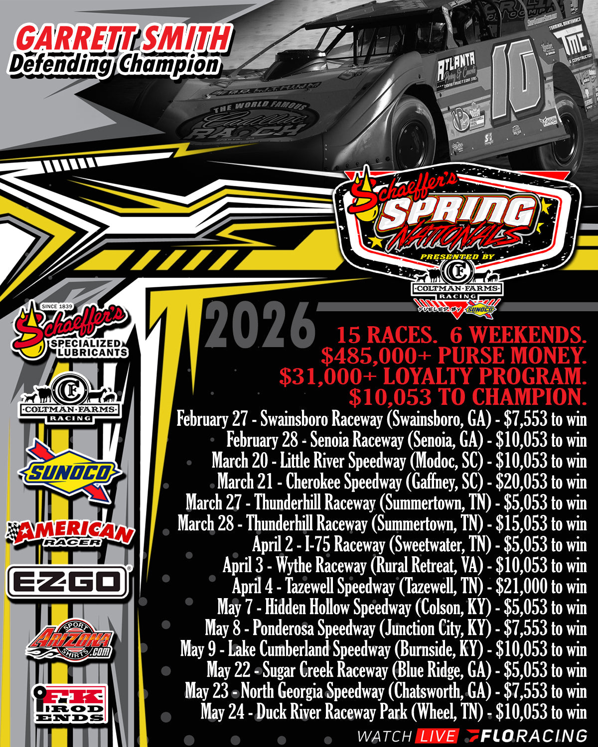 Schaeffer’s Oil Spring Nationals Series Releases 2026 Schedule and Announces Loyalty Program