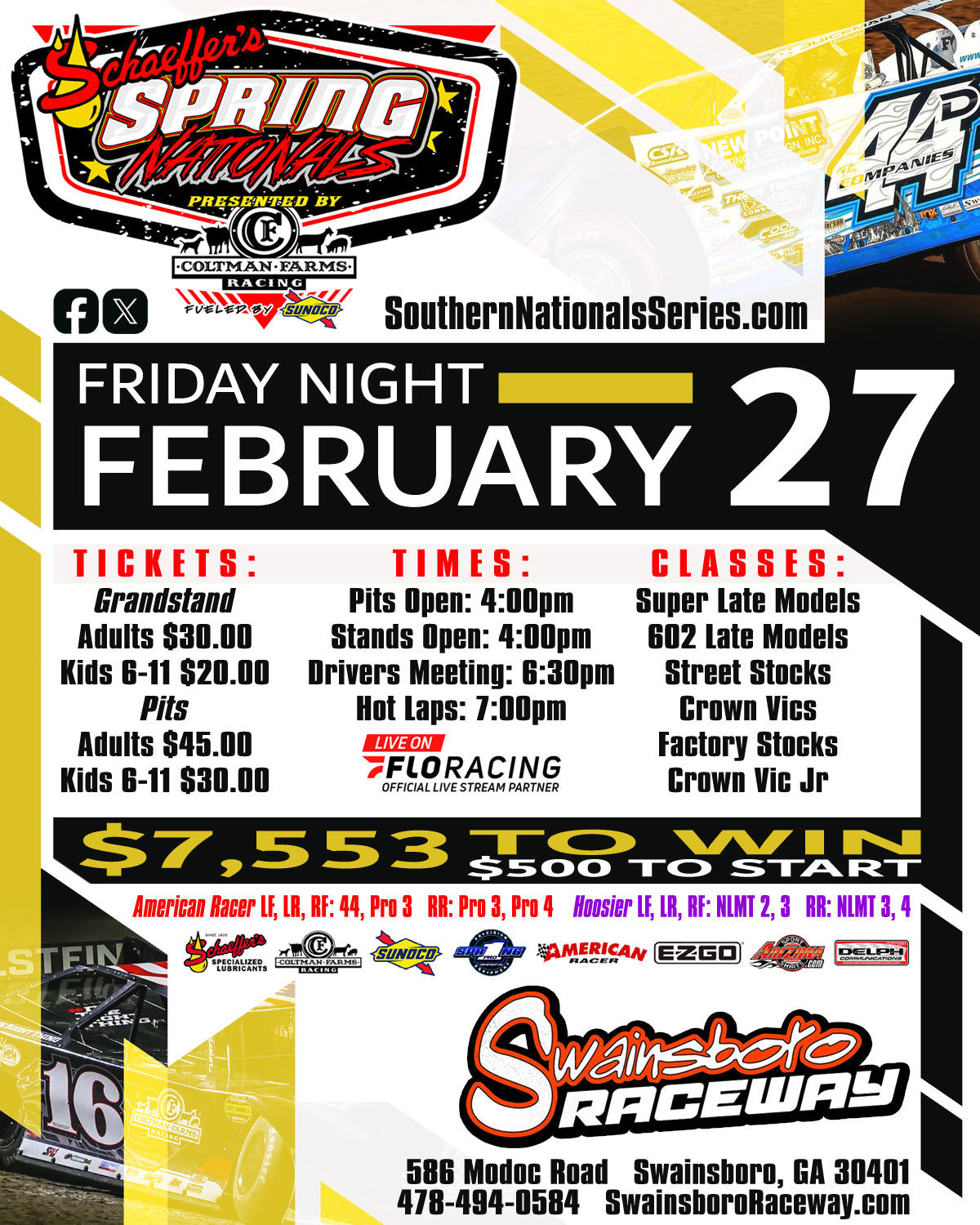 Swainsboro Raceway Kicks Off Spring Nationals on Friday, February 27